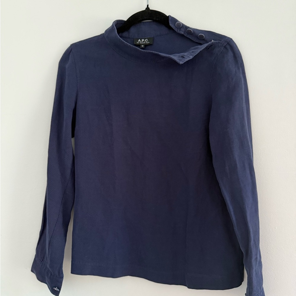 A.P.C. Indigo Buttoned Collar Shirt